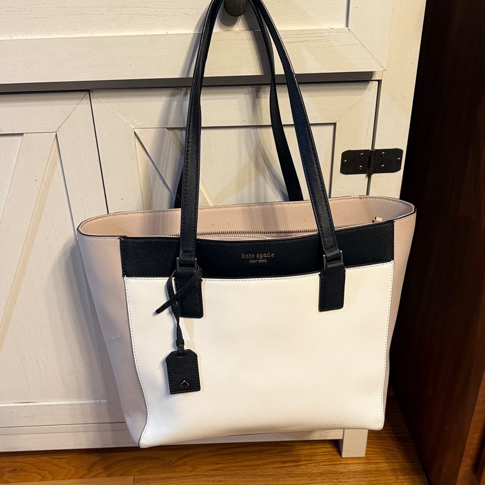 Kate Spade Black and Cream and pink Tote Bag
